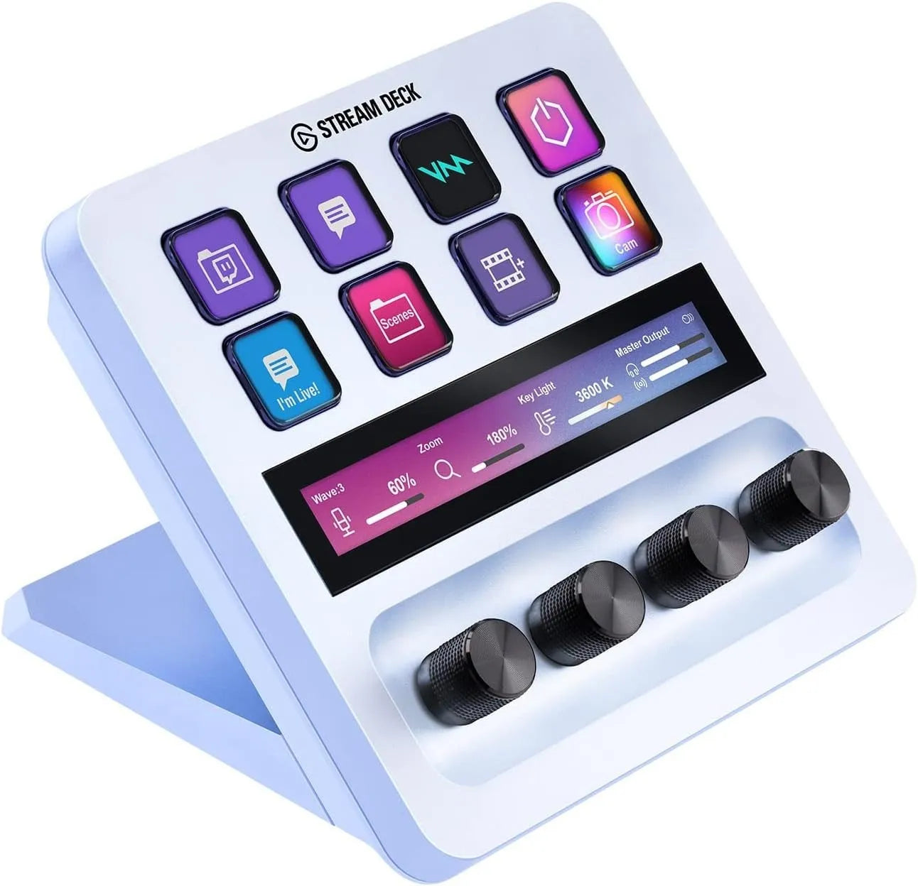 Elgato Stream Deck Plus - 8 x customizable LCD keys; 4 x 360° encoders with push function; LCD Touch Panel - White.
