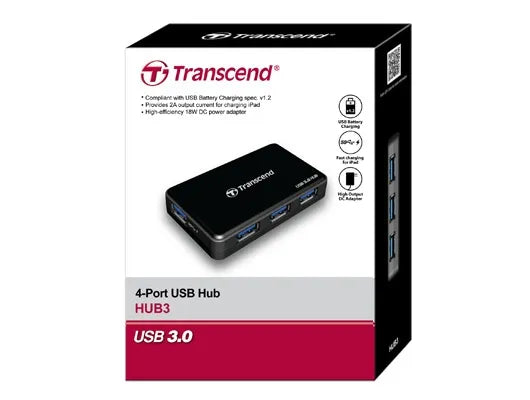TRANSCEND USB3.0 - 4 PORT HUB - POWERED