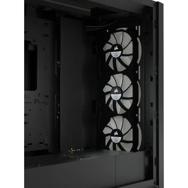 5000X RGB Black Tempered Glass Mid-Tower; 2x 3.5'' | 4x 2.5'' Drive Bays; Up to 360mm Radiator compatible; 3x 120mm fan incl