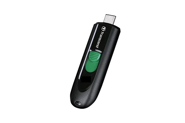 TRANSCEND 64GB JF790 USB C (5Gpbs) CAPLESS FLASH DRIVE - BLACK AND GREEN