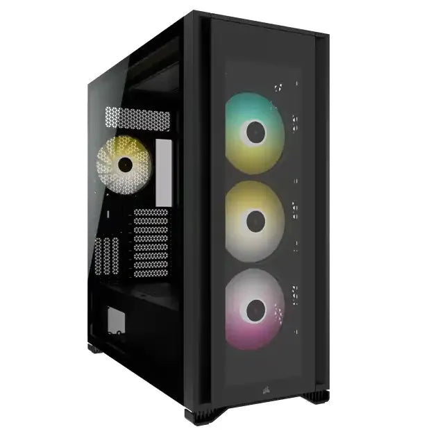 7000X RGB Black Tempered Glass Mid-Tower; 6x 3.5'' | 3x 2.5'' Drive Bays; 480mm Radiator Compatible; 4x 140mm RGB Fans incl
