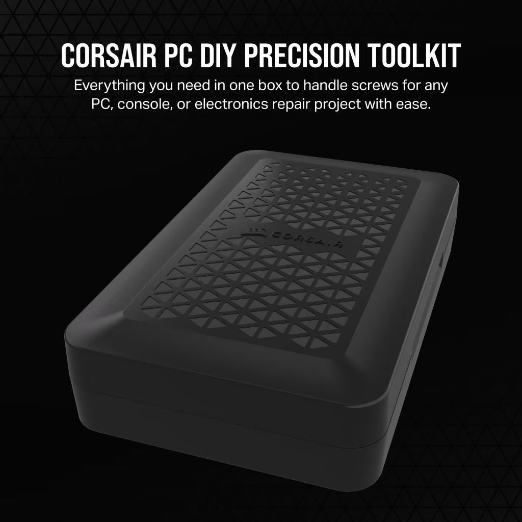 Corsair PC DIY Precision Toolkit - PC; Electronics Repair Kit - 65 Screw Bits - Extension rod - Magnetized Tray