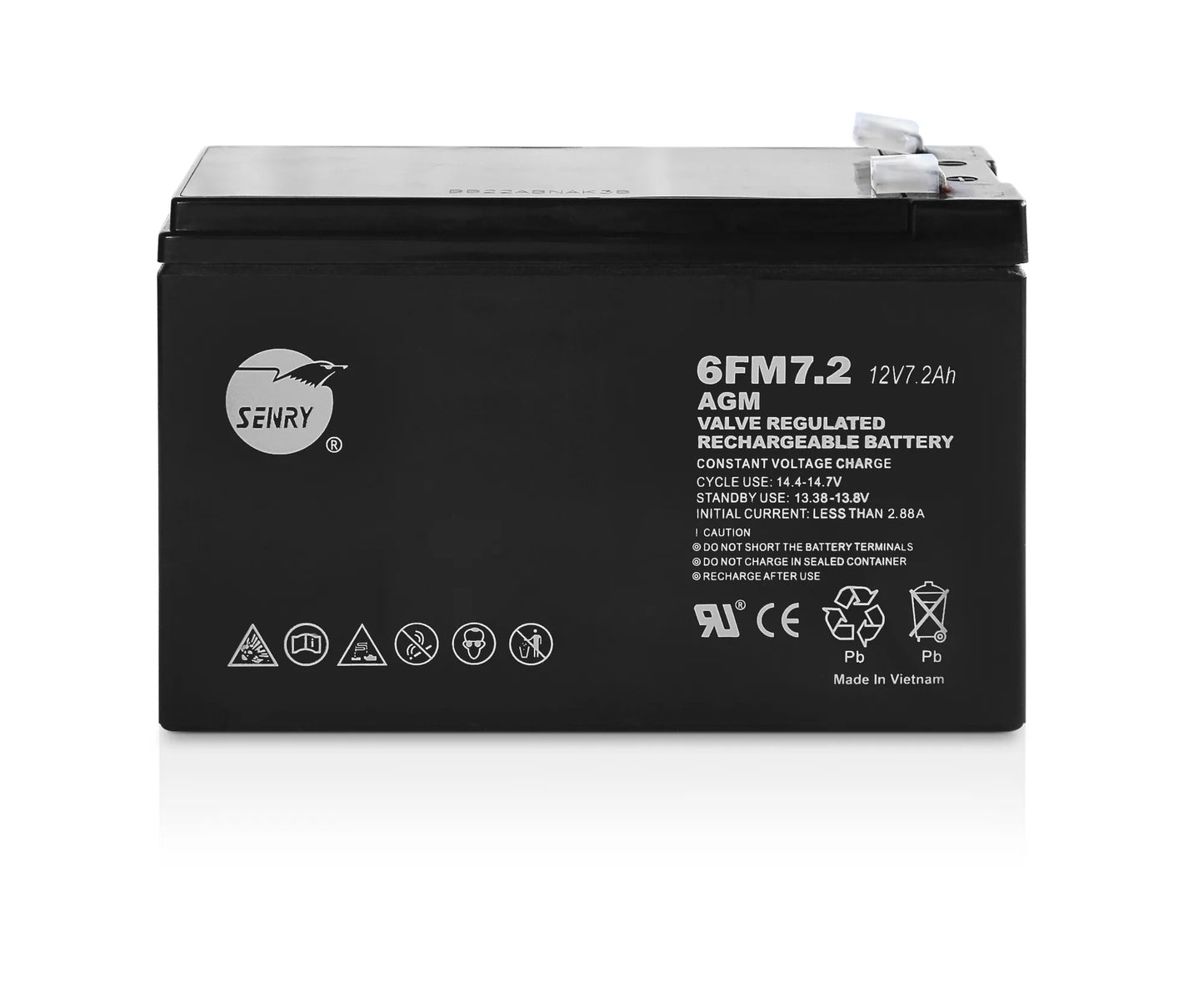 RCT SENRY 6FM7.2 12V DC 7AH RECHARGEABLE SEALED AGM BATTERY - 6 MONTH WARRANTY ONLY!