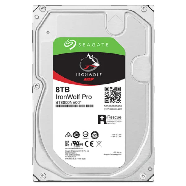 Seagate Ironwolf Pro ST8000NT001 8TB 3.5'' HDD NAS Drives 7200 RPM; SATA 6GB/s Interface; 256MB Cache;550TB/Year; Unlimited Bays