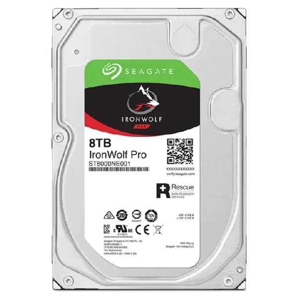 Seagate Ironwolf Pro ST8000NT001 8TB 3.5'' HDD NAS Drives 7200 RPM; SATA 6GB/s Interface; 256MB Cache;550TB/Year; Unlimited Bays