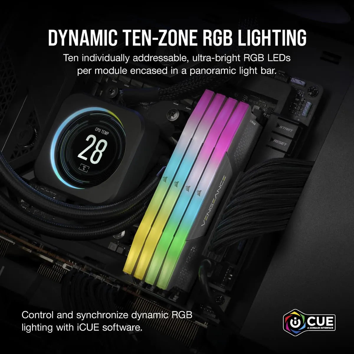 Corsair VENGEANCE RGB DDR5 64GB (2x32GB) DDR5 5200 CL40-40-40-77 1.25V AMD EXPO & Intel XMP - Grey.