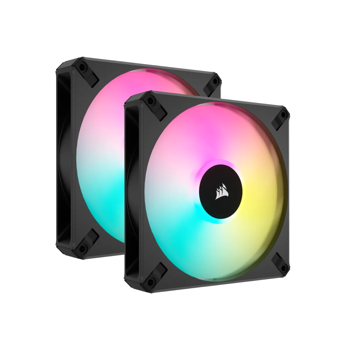 CORSAIR AF ELITE Series; AF140 RGB ELITE; 140mm Fluid Dynamic RGB Fan with AirGuide; Dual Pack with Lighting Node CORE
