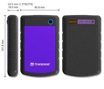 TRANSCEND 2TB USB3.1 RUGGED 2.5'' HDD - PURPLE