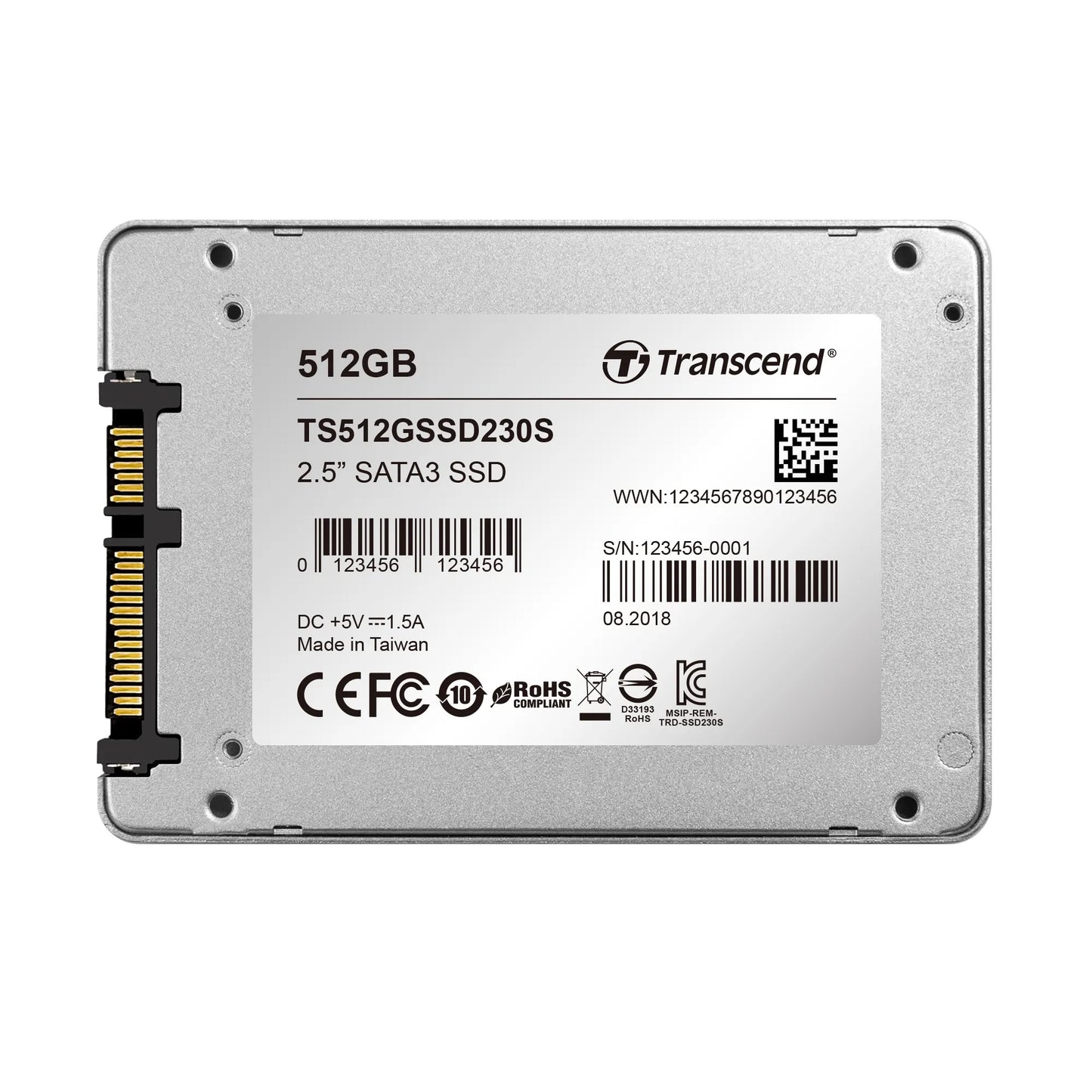 TRANSCEND 512GB SSD230S 2.5' SSD DRIVE - SATA III 3D NAND with DRAM cache - 560MB/s Read 500MB/s Write - 280TBW