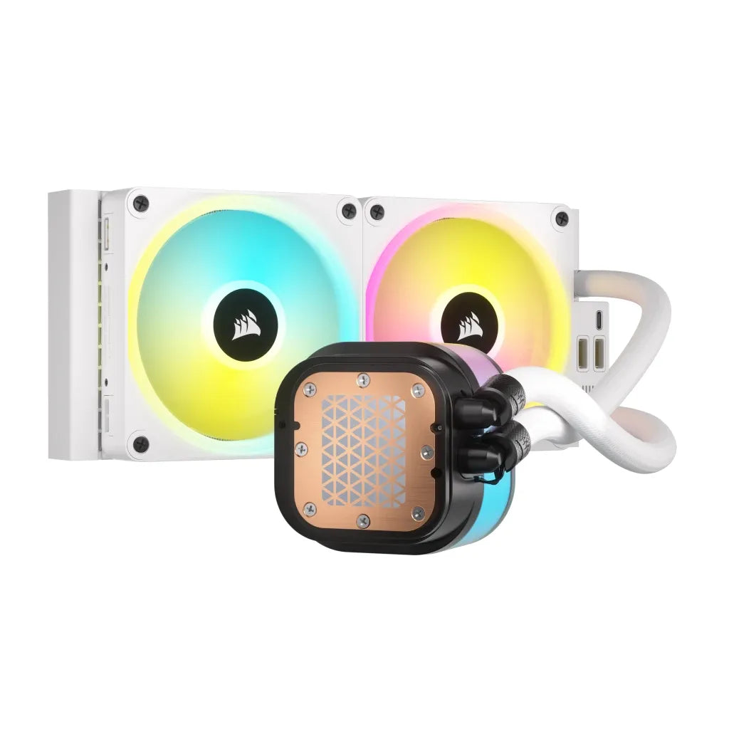 Corsair iCUE LINK H100i RGB Liquid CPU Cooler - QX120 RGB Fans - White - 240mm Radiator - Fits Intel® LGA 1700; AMD® AM5 - Hub I