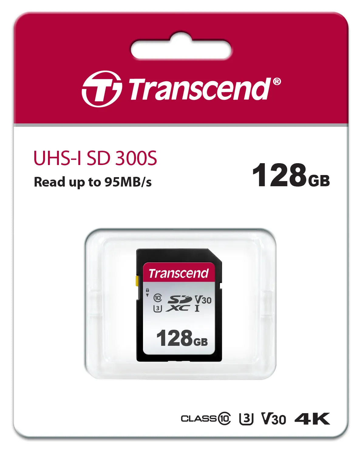 TRANSCEND 300S 128GB UHS-1 CLASS 10 U1 V10 SDXC CARD - 3D NAND