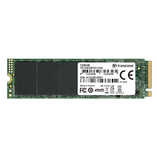 TRANSCEND 128GB  MTE110S PCI-E GEN 3x4 M.2 2280 SSD 3D TLC - 1500 MB/s Read 550 MB/s Write - 50 TBW