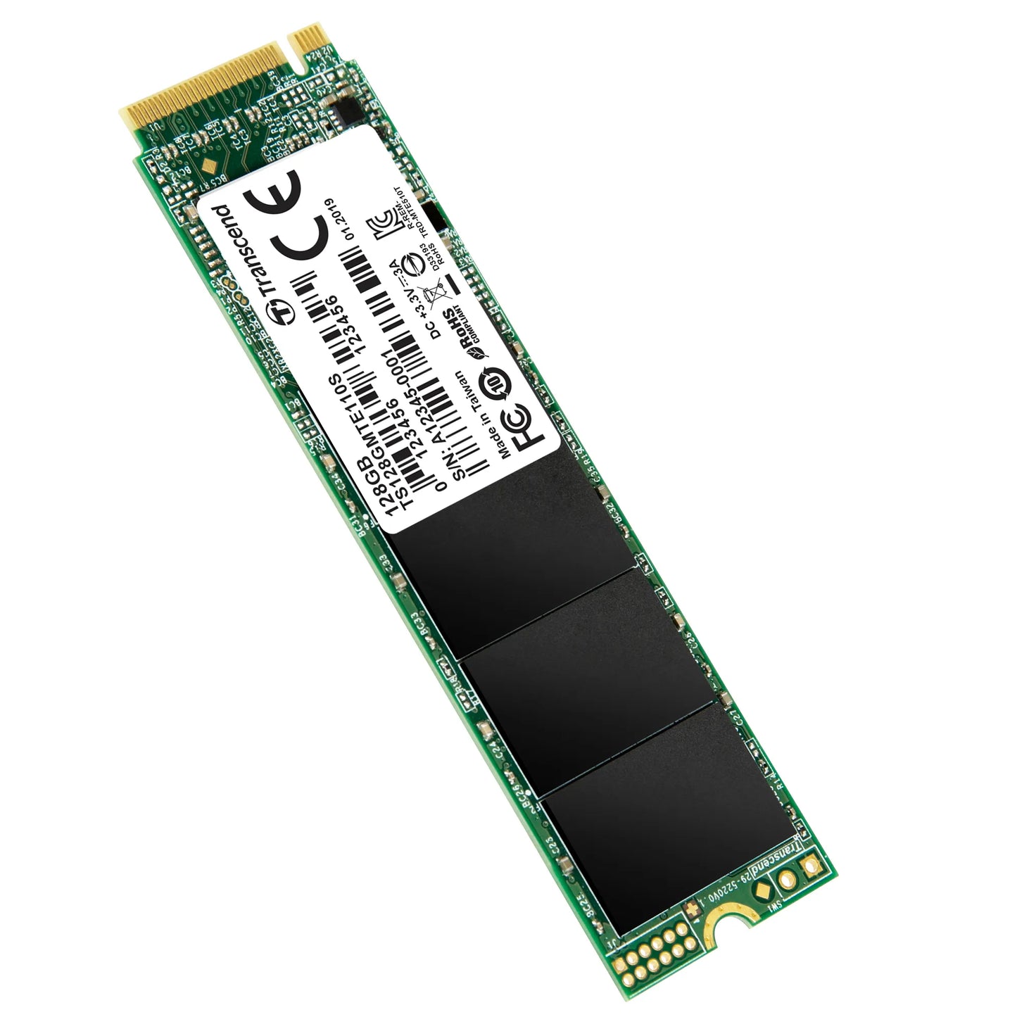 TRANSCEND 128GB  MTE110S PCI-E GEN 3x4 M.2 2280 SSD 3D TLC - 1500 MB/s Read 550 MB/s Write - 50 TBW