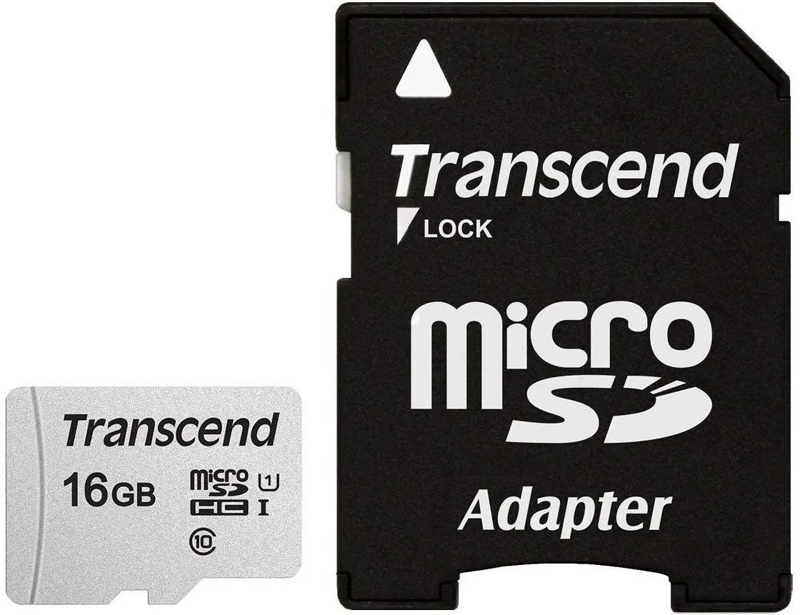 TRANSCEND 300S 16GB MICRO SD UHS-I U1 CLASS 10 READ 95 MB/S WRITE 45MB/S WITH SD ADAPTOR