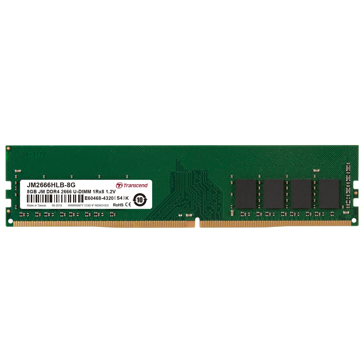 TRANSCEND 8GB DDR4 2666MHS DESKTOP U-DIMM 1Rx8 1Gx8 CL19 1.2V