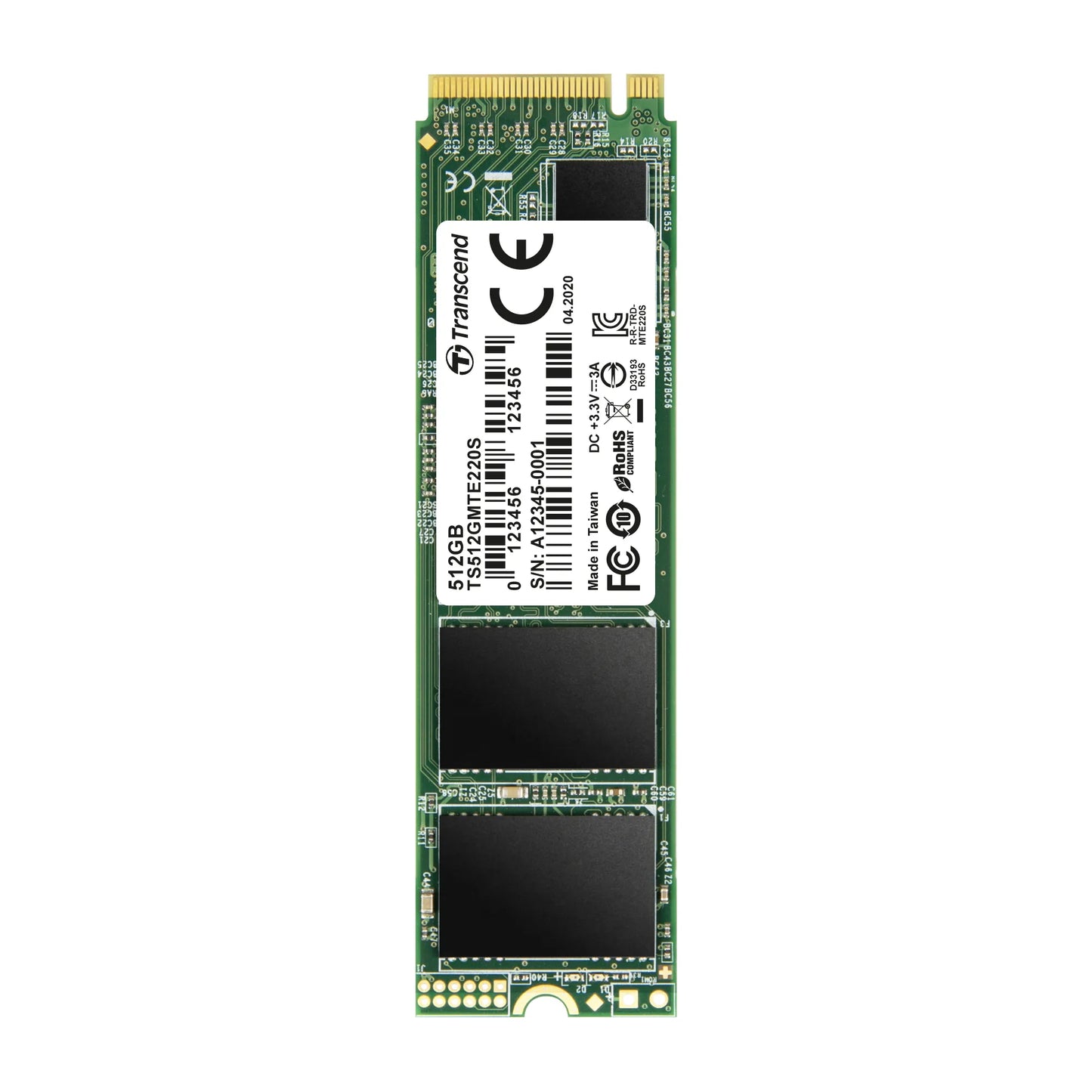 TRANSCEND 512GB MTE220S PCI-E GEN 3x4 NVMe M.2 2280 SSD 3D TLC with DRAM cache - 3500 MB/s Read 2500 MB/s Write -1100TBW