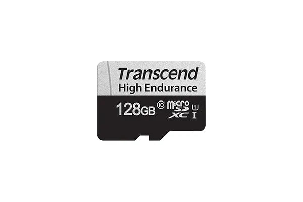 TRANSCEND 350V 128GB HIGH ENDURANCE MICRO SD UHS-I  U1 CLASS10 - READ 100 MB/S - WRITE 45MB/S -  WITH SD ADPTOR