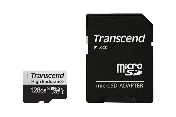TRANSCEND 350V 128GB HIGH ENDURANCE MICRO SD UHS-I  U1 CLASS10 - READ 100 MB/S - WRITE 45MB/S -  WITH SD ADPTOR