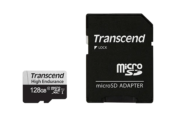TRANSCEND 350V 128GB HIGH ENDURANCE MICRO SD UHS-I  U1 CLASS10 - READ 100 MB/S - WRITE 45MB/S -  WITH SD ADPTOR