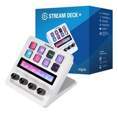 Elgato Stream Deck Plus - 8 x customizable LCD keys; 4 x 360° encoders with push function; LCD Touch Panel - White.