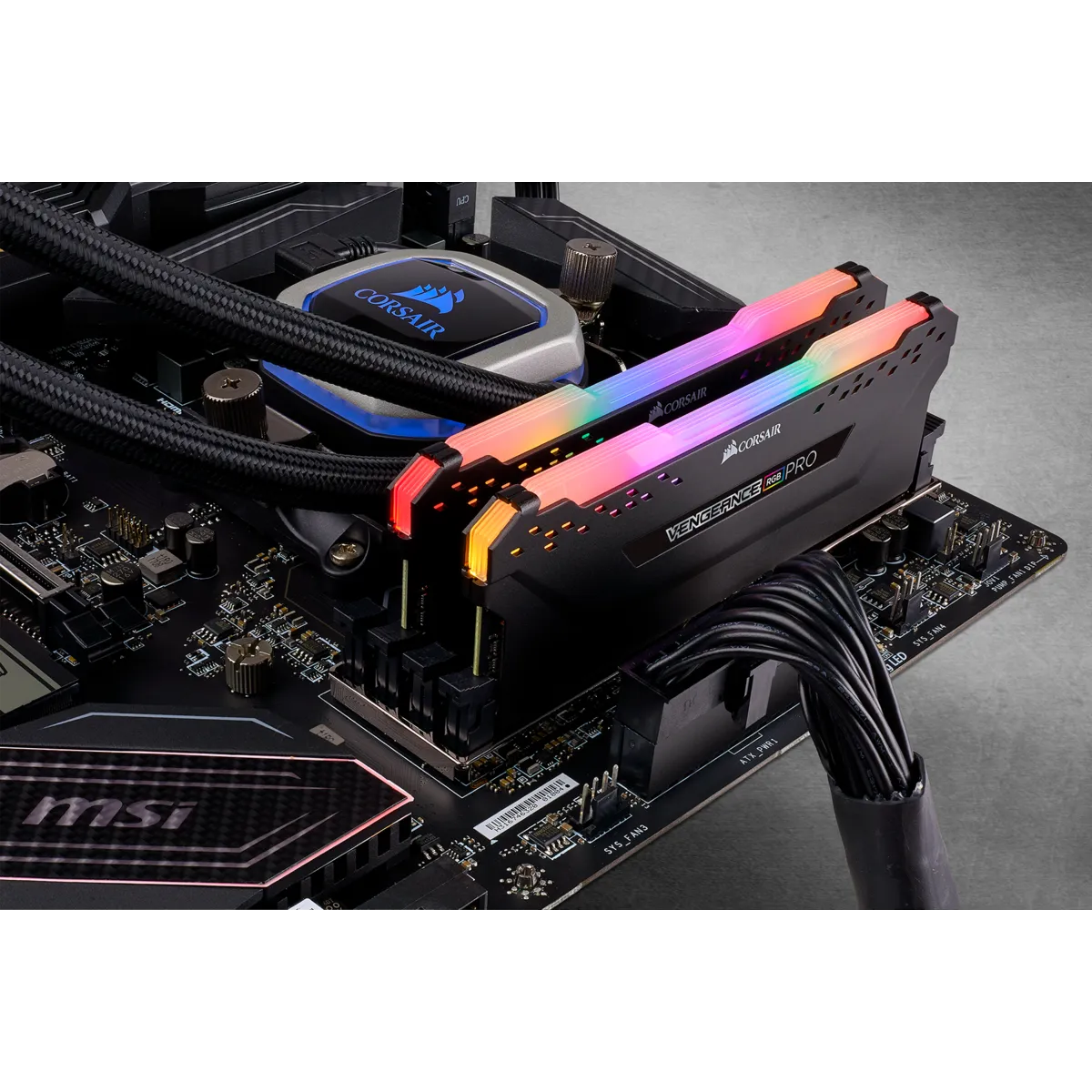 Corsair VENGEANCE® RGB PRO 16GB (2 x 8GB) DDR4 DRAM 3600MHz C18 Memory Kit; 18-22-22-42; 1.35V; Black.