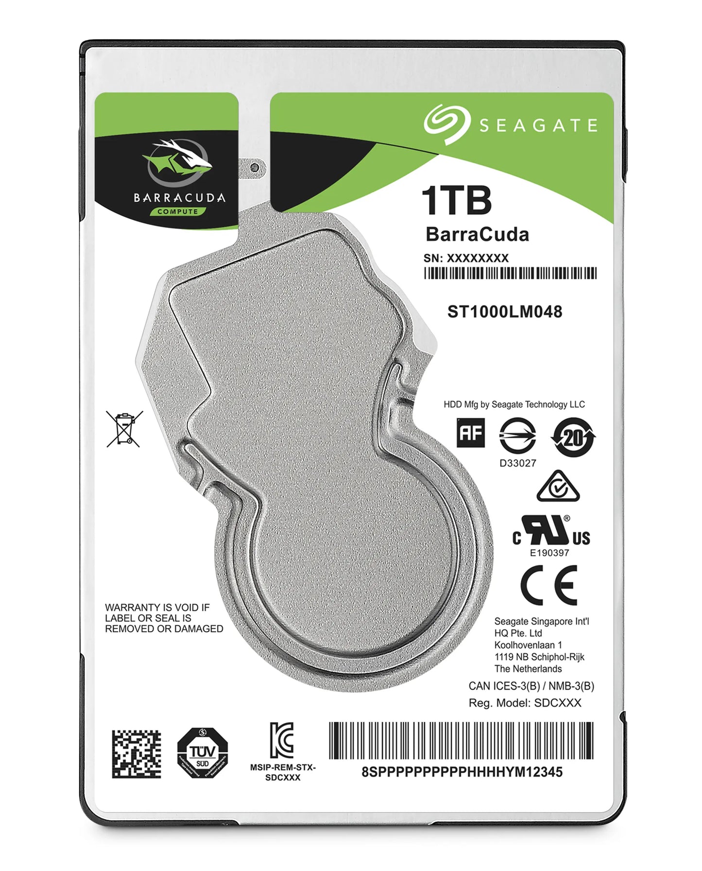 Seagate Barracuda 1TB; 2.5'' Notebook Drive; SATA 6GB/s; RPM 5400; 128MB Cache 7mm