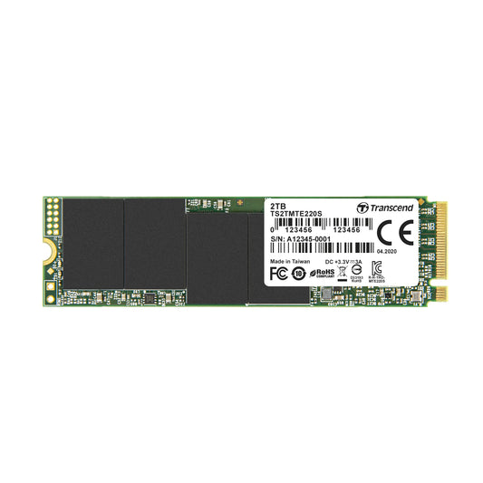 TRANSCEND 2TB MTE220S PCI-E GEN 3x4 NVMe M.2 2280 SSD 3D TLC with DRAM cache - 3500 MB/s Read 2900 MB/s Write - 4400 TBW