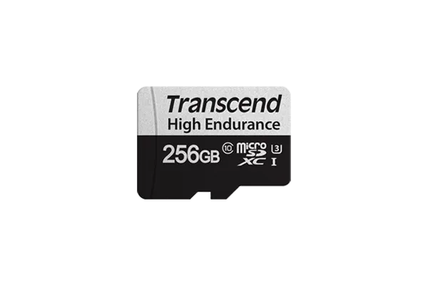 TRANSCEND 350V 256GB HIGH ENDURANCE MICRO SD UHS-I  U3 CLASS10 - READ 100 MB/S - WRITE 45MB/S - WITH SD ADPTOR