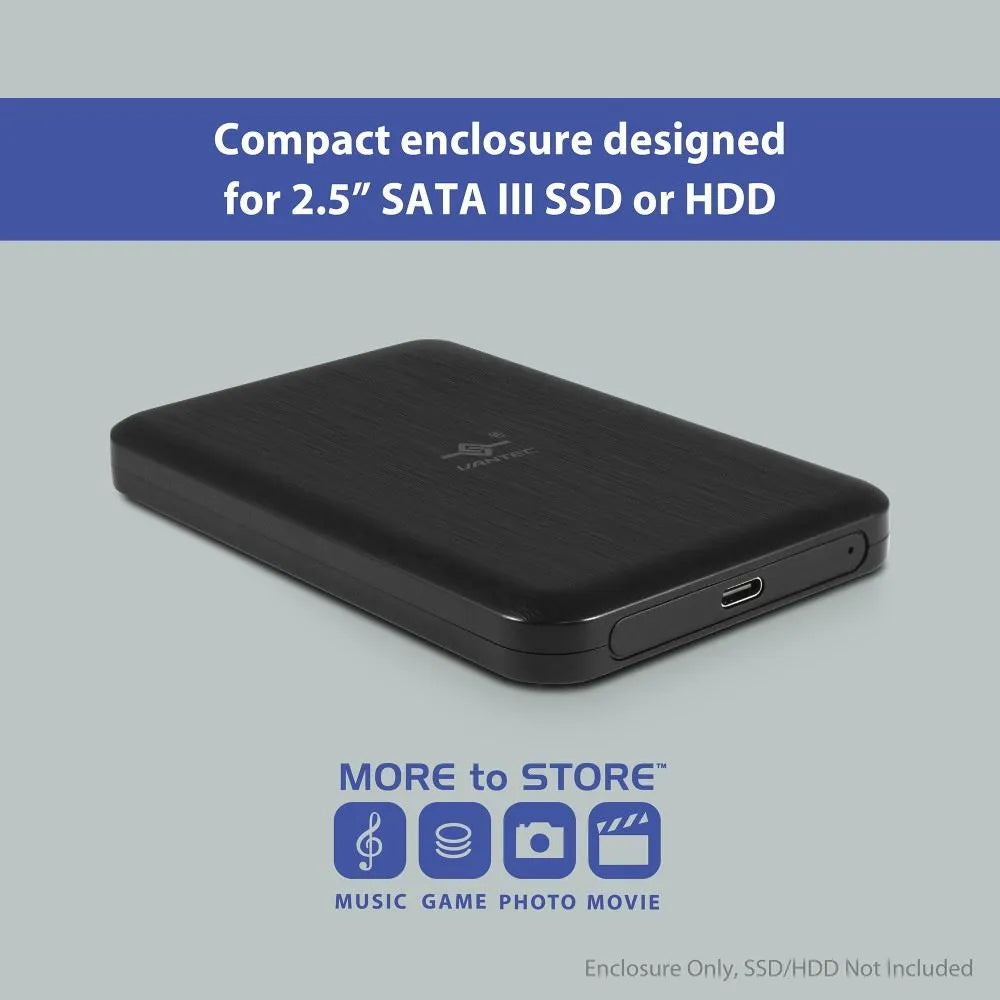 VANTEC NexStar JX NST-258B3 USB 3.2 Gen 2x1 TYPE C & TYPE A COMATIBLE 2.5INCH DISK ENCLOSURE 9.5mm & 7mm Drive Supported