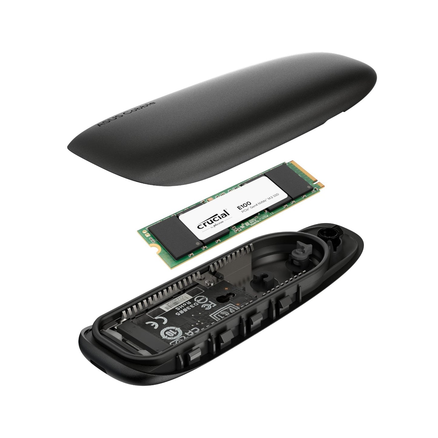 Asus Cobble M.2 SSD Type-C Enclosure and Crucial E100 1TB NVMe Bundle - Black