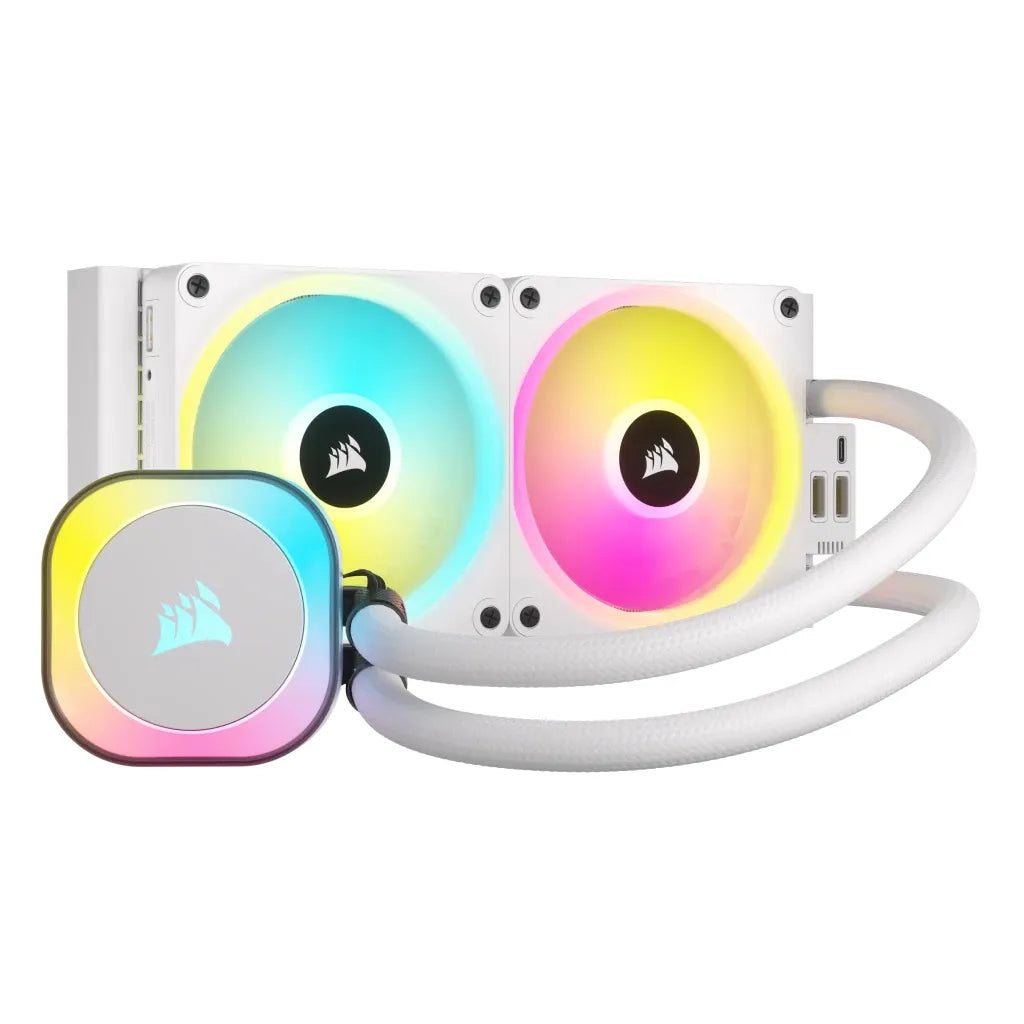 Corsair iCUE LINK H100i RGB Liquid CPU Cooler - QX120 RGB Fans - White - 240mm Radiator - Fits Intel® LGA 1700; AMD® AM5 - Hub I