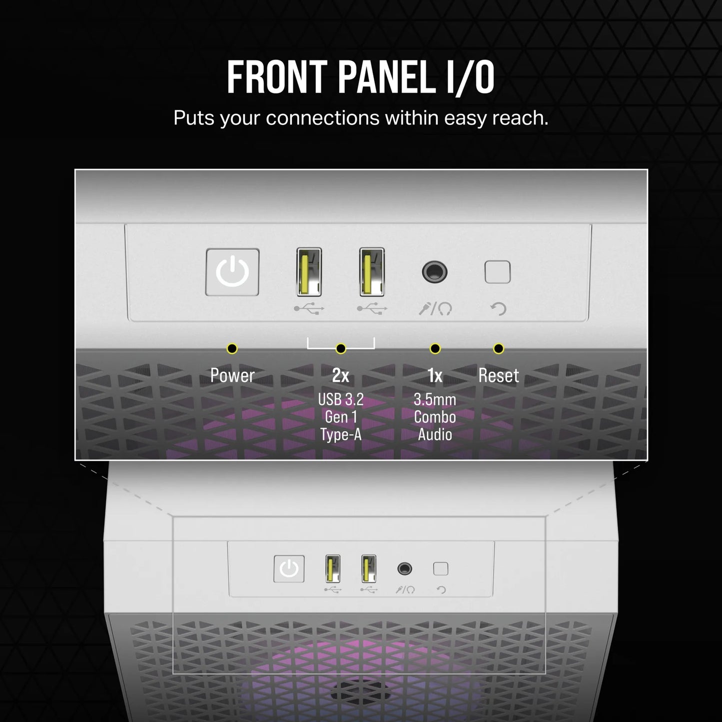 3000D RGB AIRFLOW White Mid-Tower PC Case; 2x 3.5'' |  2x 2.5'' Drive Bays; Up to 360mm Radiator compatible; 3x 120mm fan incl