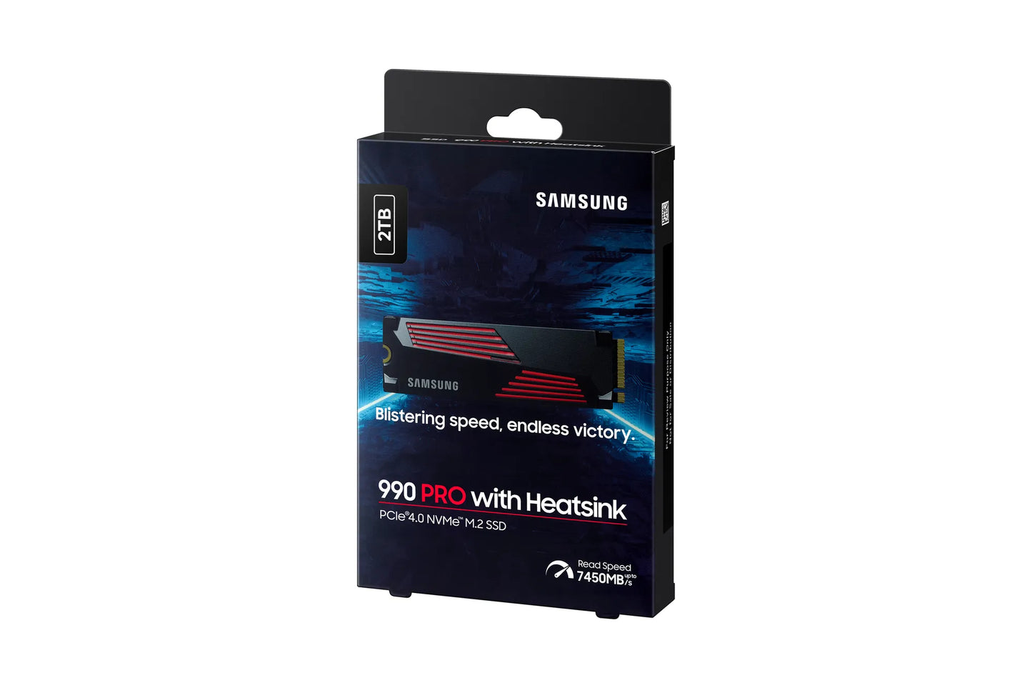SAMSUNG MZ-V9P2T0CW 990 PRO 2 TB NVMe SSD W/Heatsink - Read Speed up to 7450 MB/s; Write Speed to up 6900 MB/s; Random Read up t