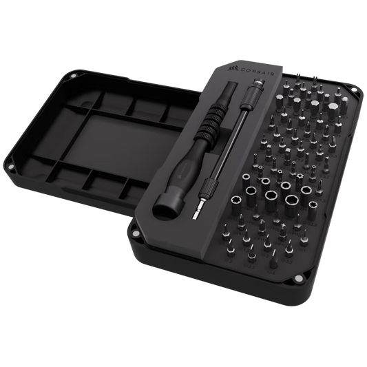 Corsair PC DIY Precision Toolkit - PC; Electronics Repair Kit - 65 Screw Bits - Extension rod - Magnetized Tray