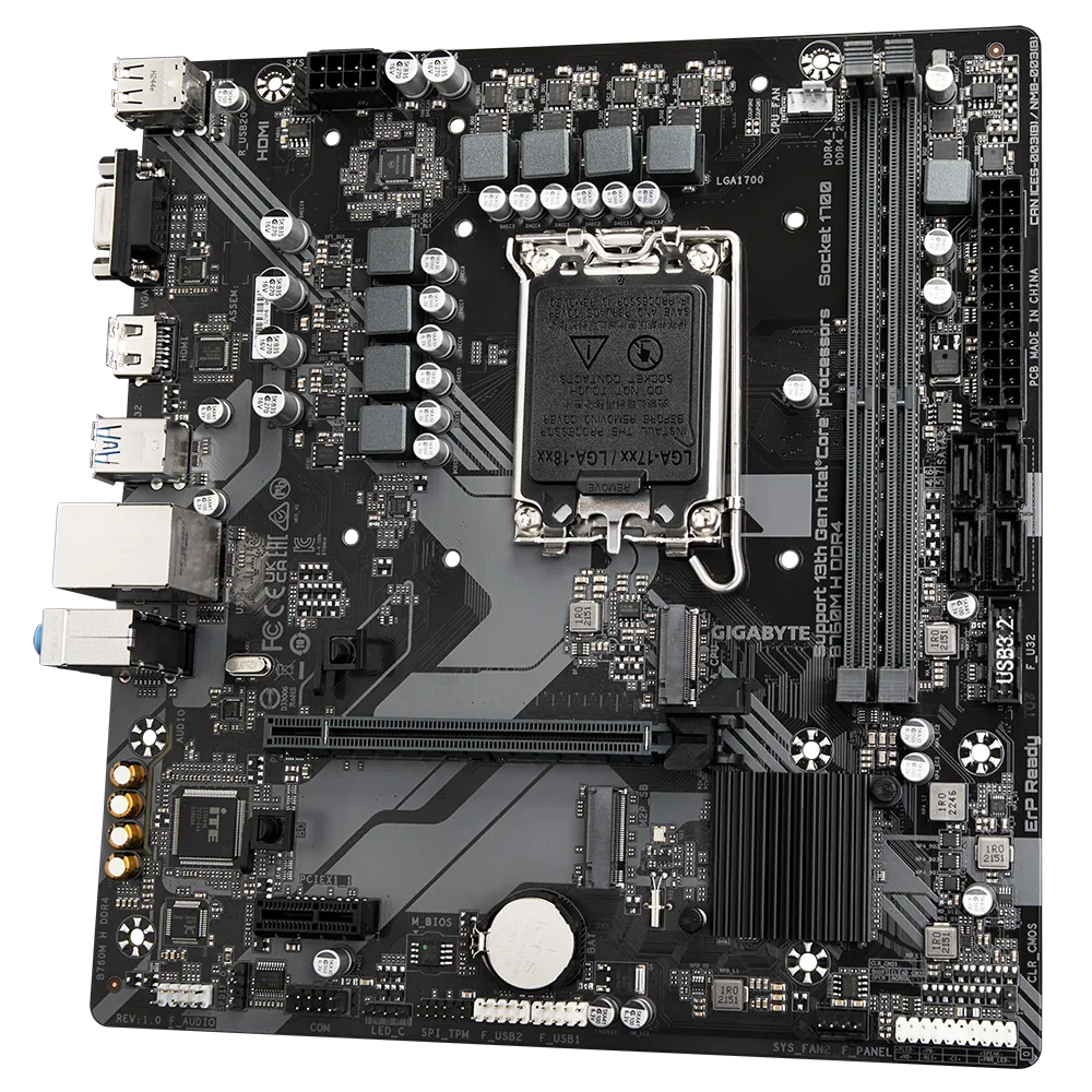 GIGABYTE Motherboard Intel® B760 Chipset for LGA 1700; 2x DDR4; 2x M2; VGA/HDMI; mATX.