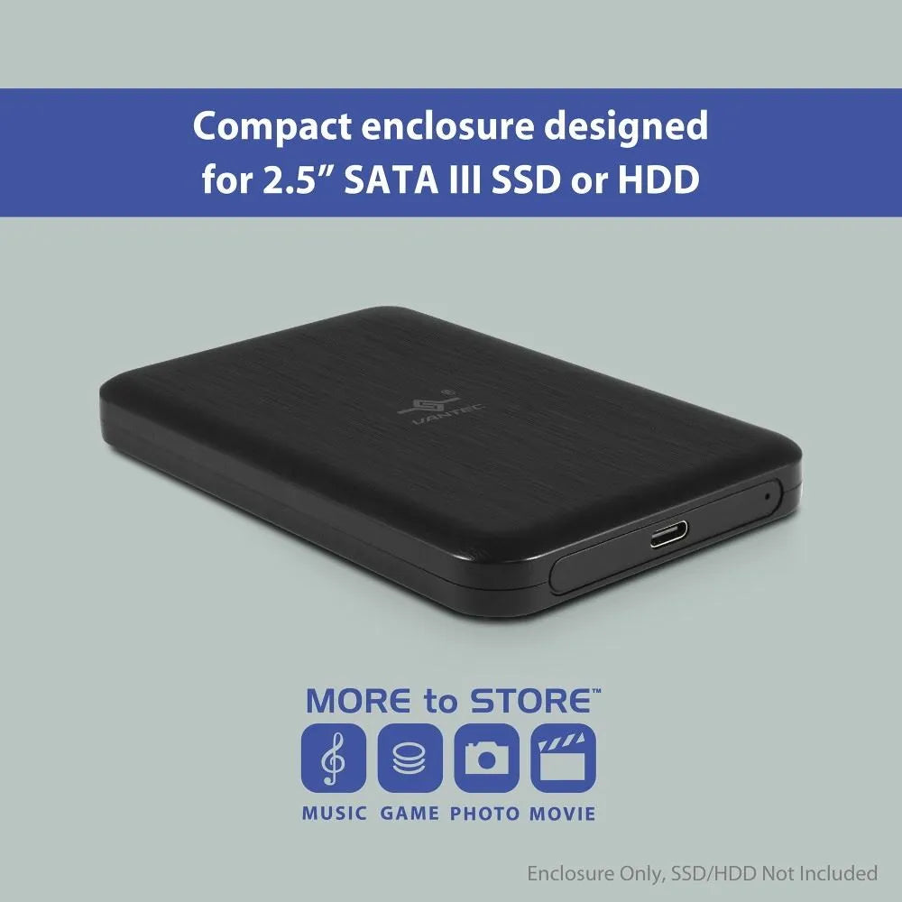 VANTEC NexStar JX NST-258B3 USB 3.2 Gen 2x1 TYPE C & TYPE A COMATIBLE 2.5INCH DISK ENCLOSURE 9.5mm & 7mm Drive Supported