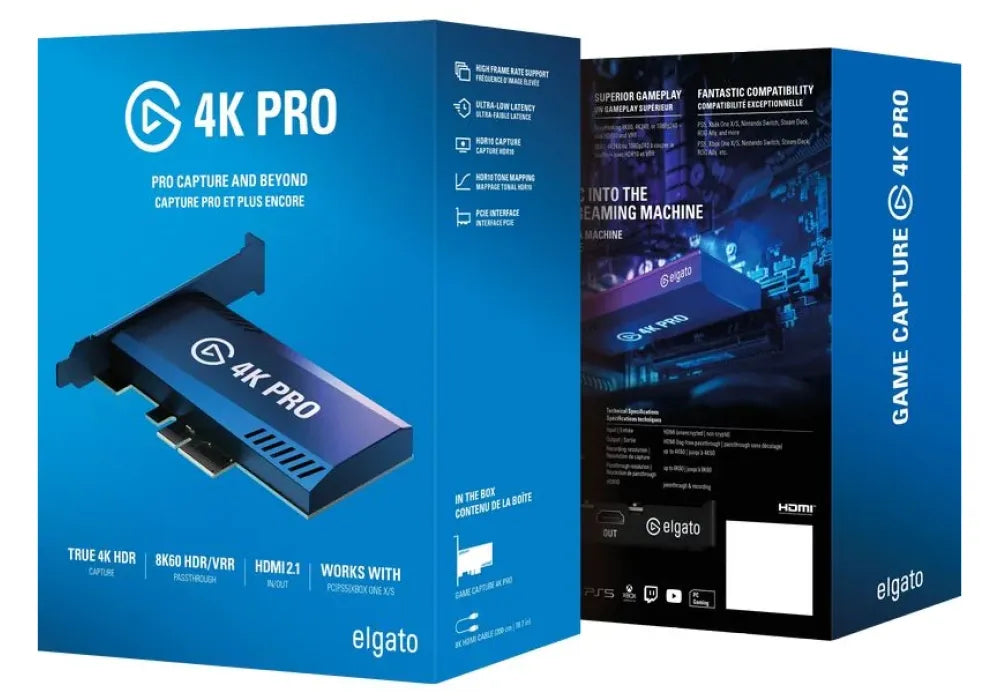 Elgato Game Capture 4K Pro - 8K60 Passthrough; 4K60 Capture; PCIe 2.0 x4; HDMI 2.1.