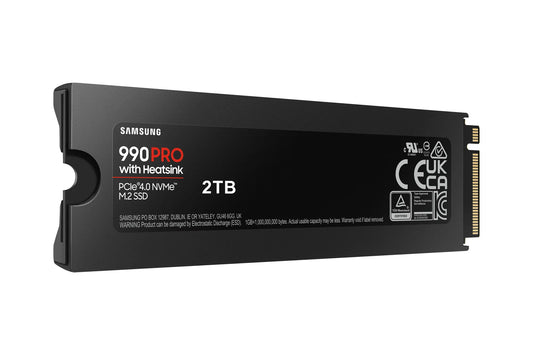 SAMSUNG MZ-V9P2T0CW 990 PRO 2 TB NVMe SSD W/Heatsink - Read Speed up to 7450 MB/s; Write Speed to up 6900 MB/s; Random Read up t