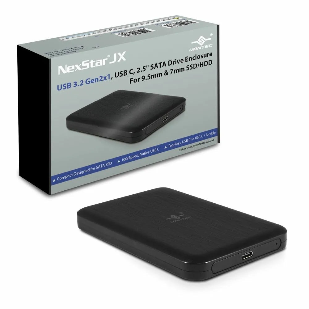 VANTEC NexStar JX NST-258B3 USB 3.2 Gen 2x1 TYPE C & TYPE A COMATIBLE 2.5INCH DISK ENCLOSURE 9.5mm & 7mm Drive Supported