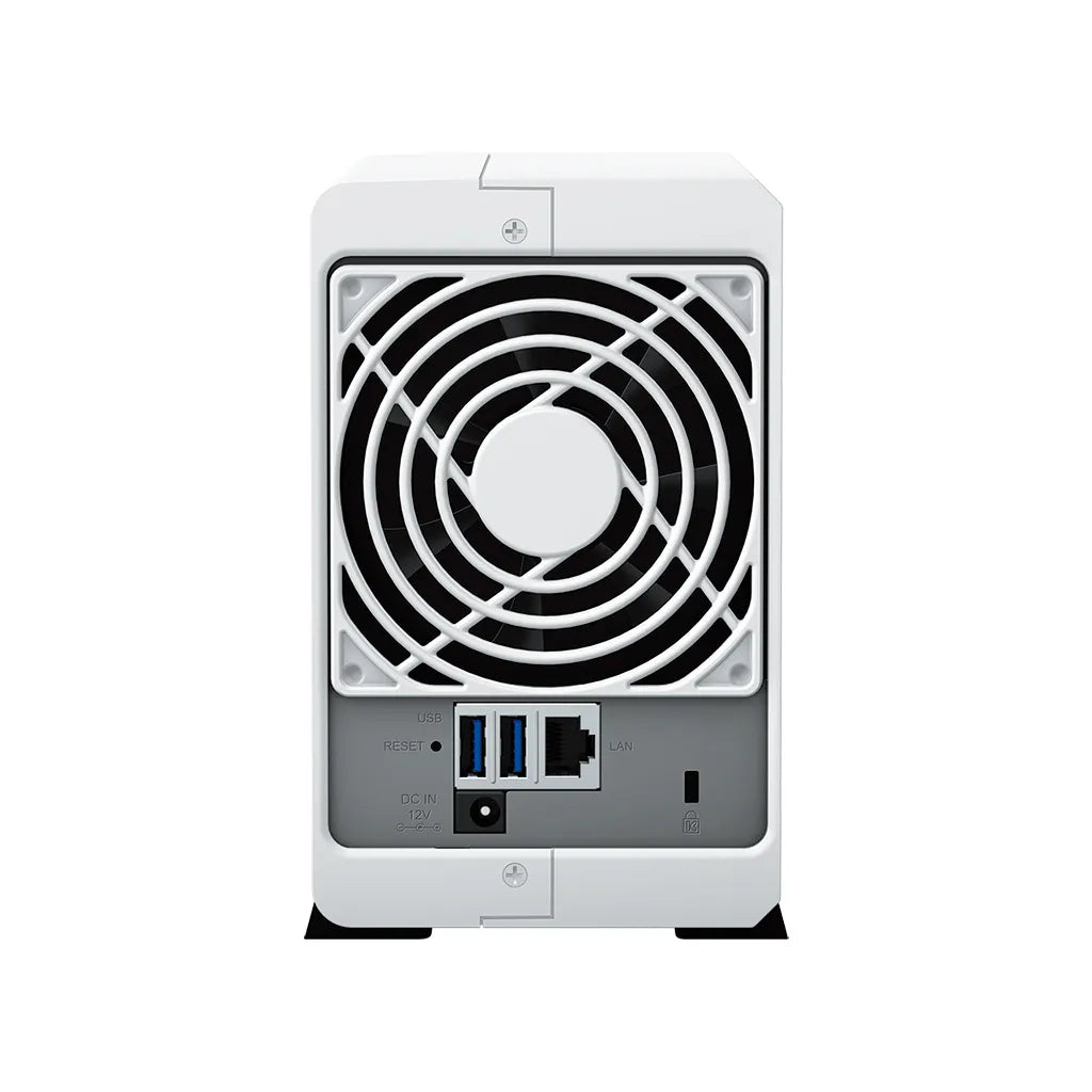 DiskStation 2 Bay NAS; 4-core 1.7 GHz;  1 GB DDR4 non-ECC