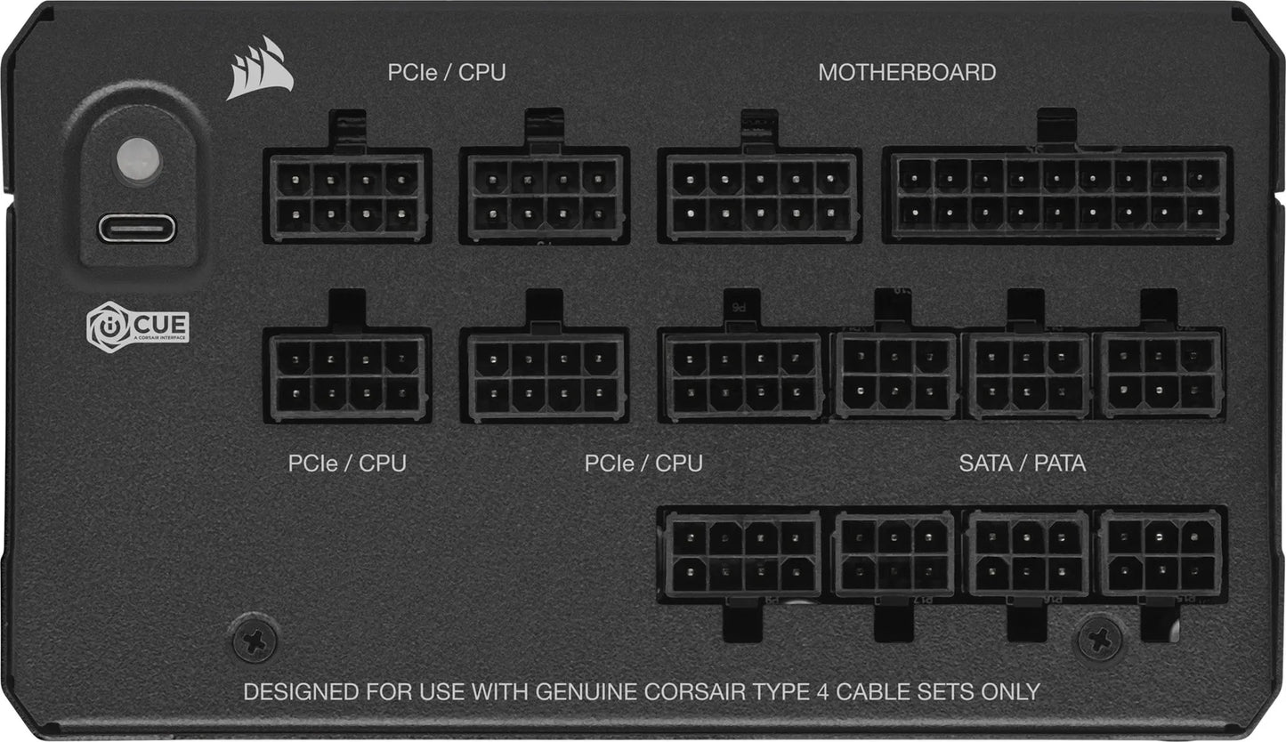 Corsair HX1200i — 1200 Watt 80 PLUS® Platinum; 10yr Warranty;ATX(1);EPS (3);PCI-E (4);4-Pin Peripheral (8);SATA (8);12VHPWR (1)