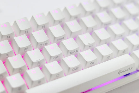 Ducky Keyboard One 2 Pro 60% Mechanical Keyboard; RGB; PBT Double Shot Keycaps - White- Cherry Blue .