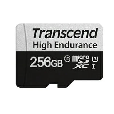 TRANSCEND 350V 256GB HIGH ENDURANCE MICRO SD UHS-I  U3 CLASS10 - READ 100 MB/S - WRITE 45MB/S - WITH SD ADPTOR